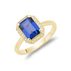 Yellow Gold / Created Blue Sapphire