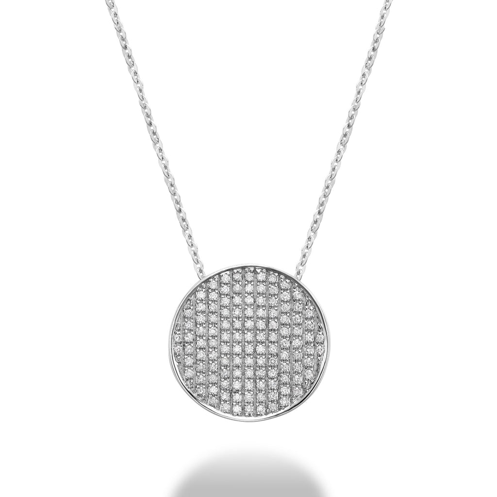 Curved Round Pave Diamond Pendant - RNB Jewellery