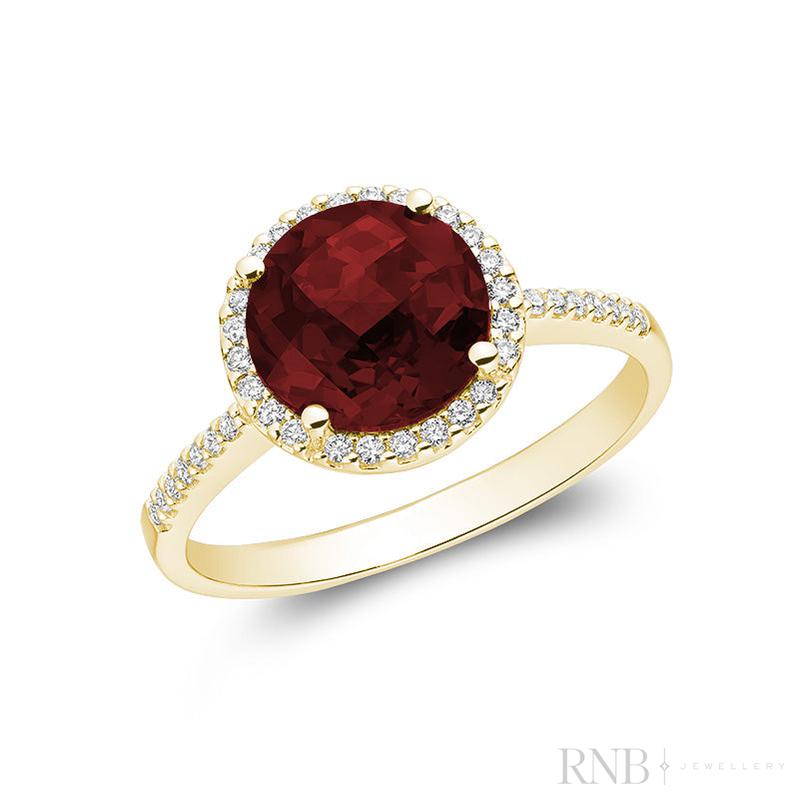 Round Precious Stone & Diamond Halo Ring-RNB Jewellery