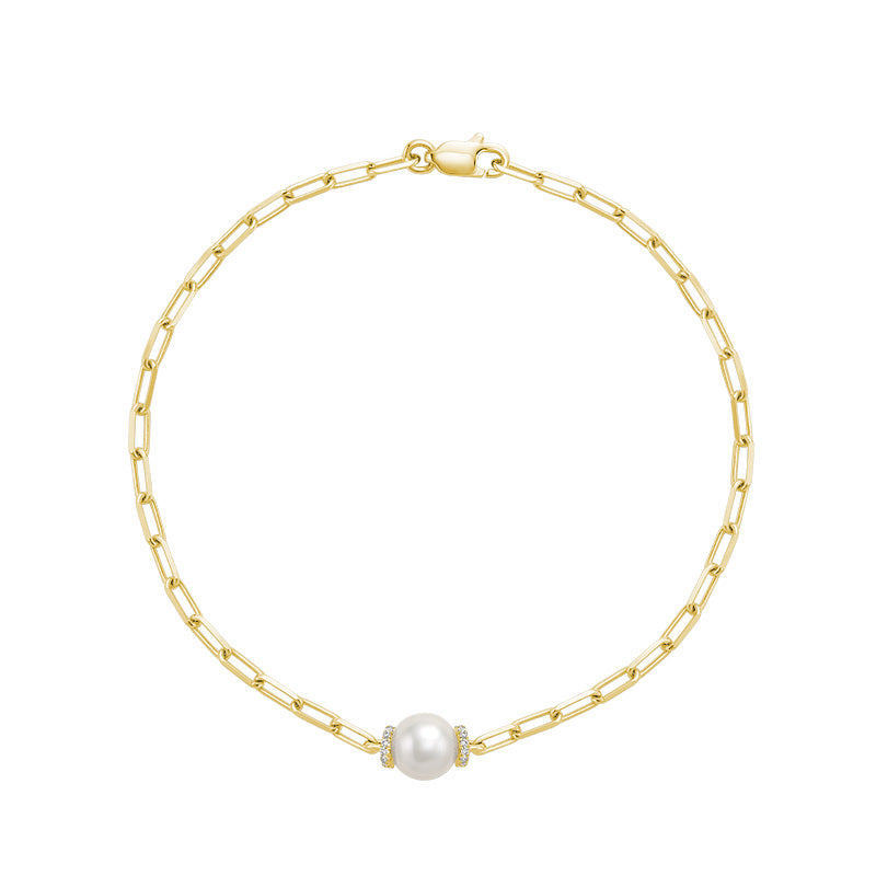 Link Chain Bracelet with Pearl