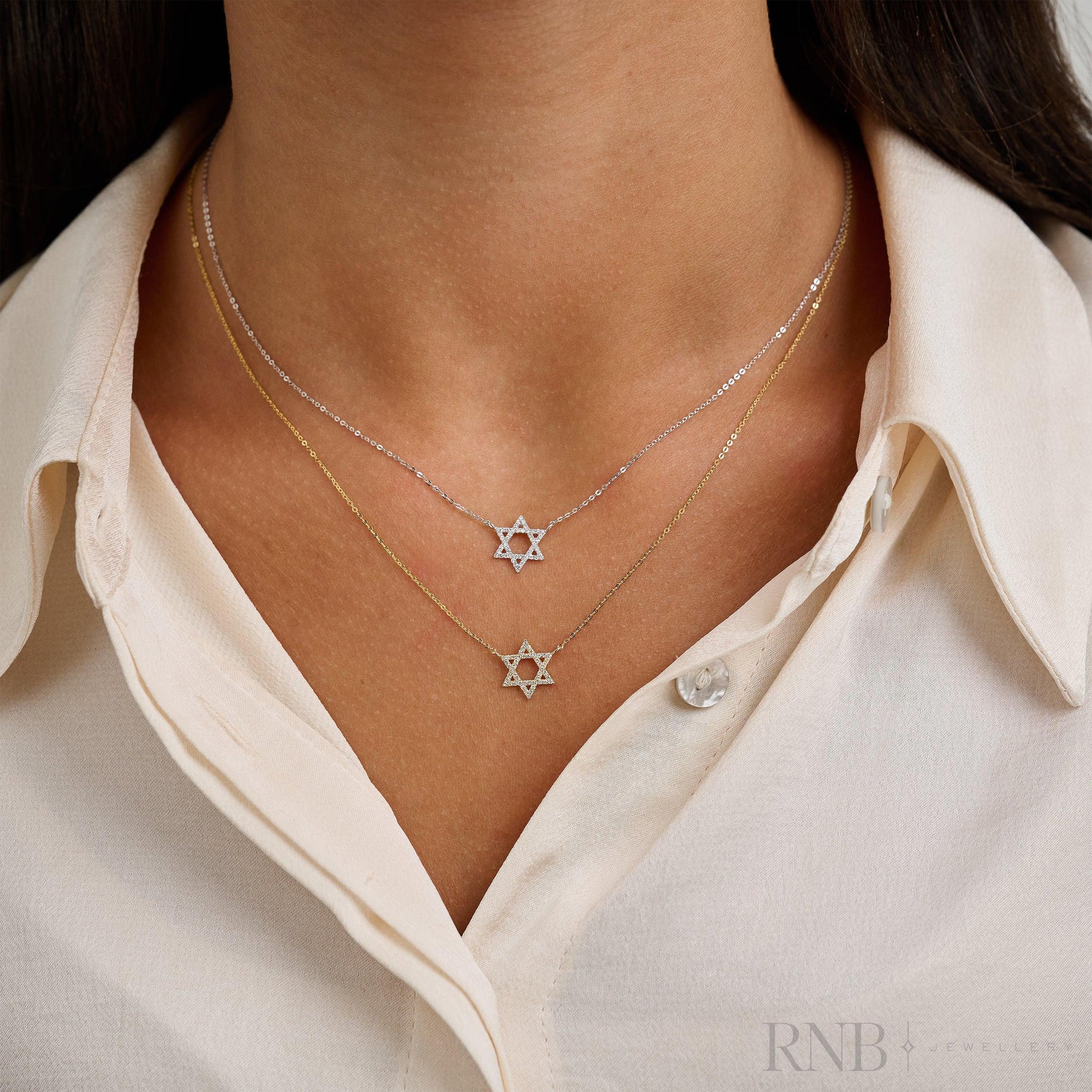 Small Star Of David Diamond Necklace-RNB Jewellery