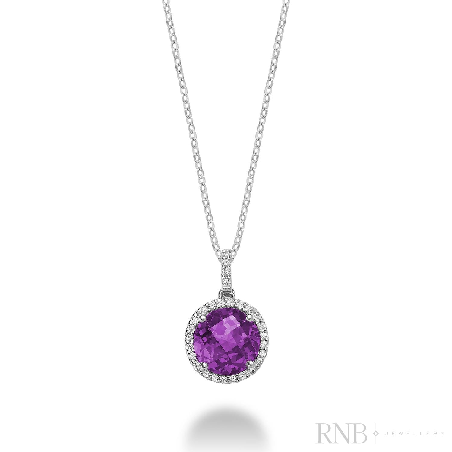 Precious Stone & Halo Diamond Pendant-RNB Jewellery