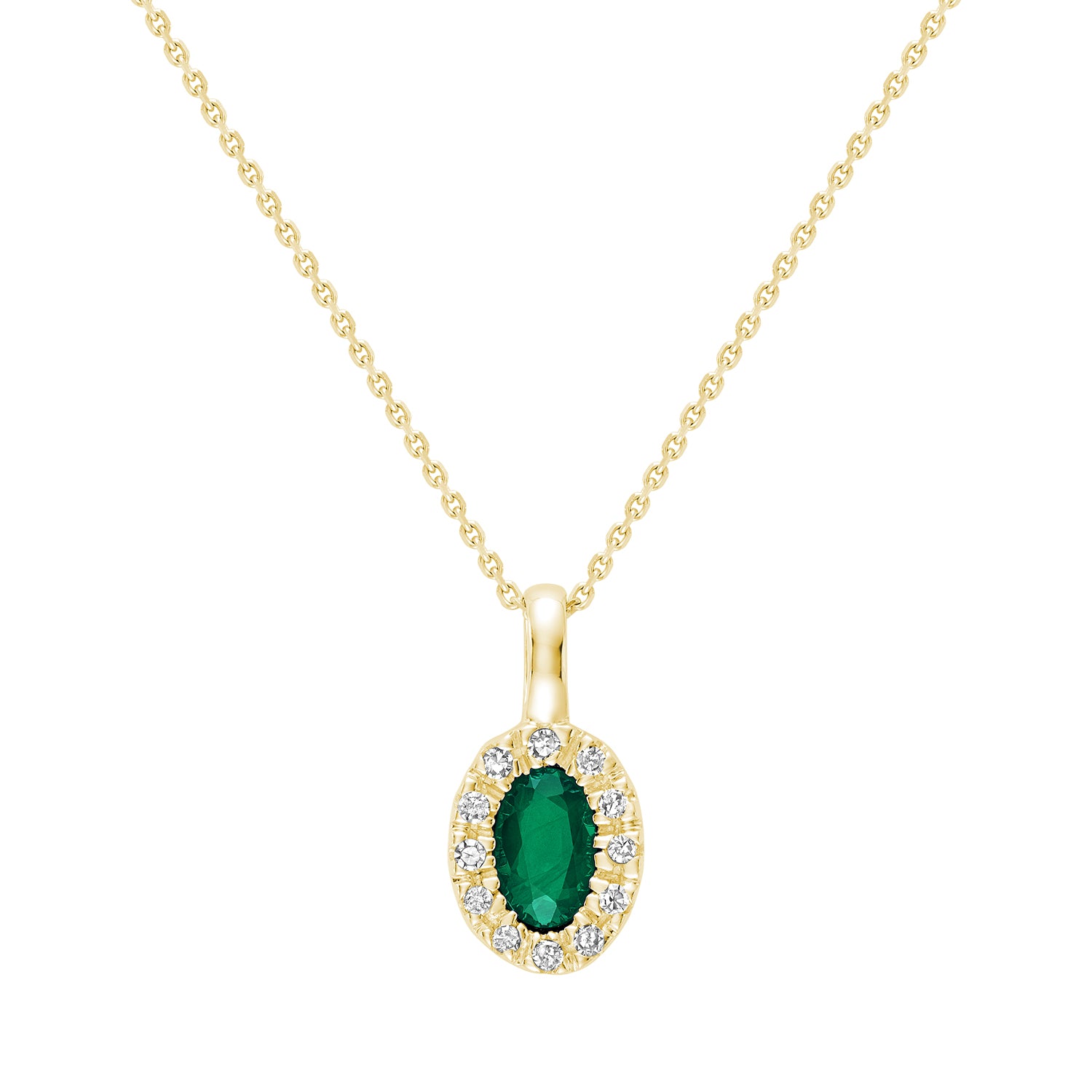 Oval Precious Stone & Diamond Halo Pendant