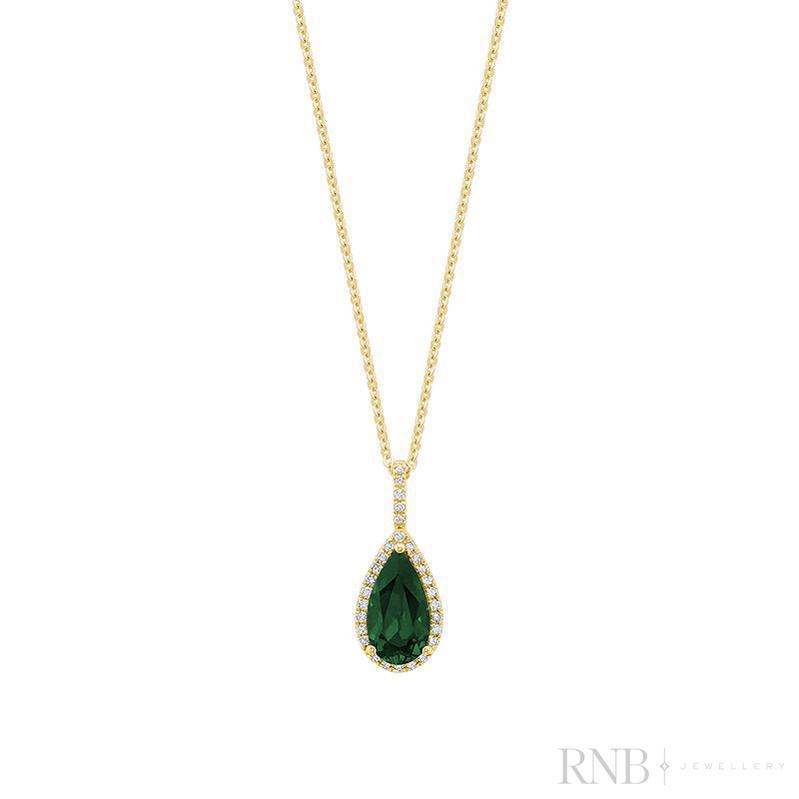 Pear Shape Colored Stone & Diamond Pendant-RNB Jewellery