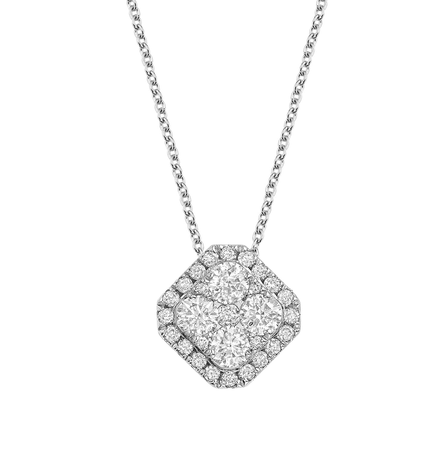 Cushion Illusion Set Diamond Necklace