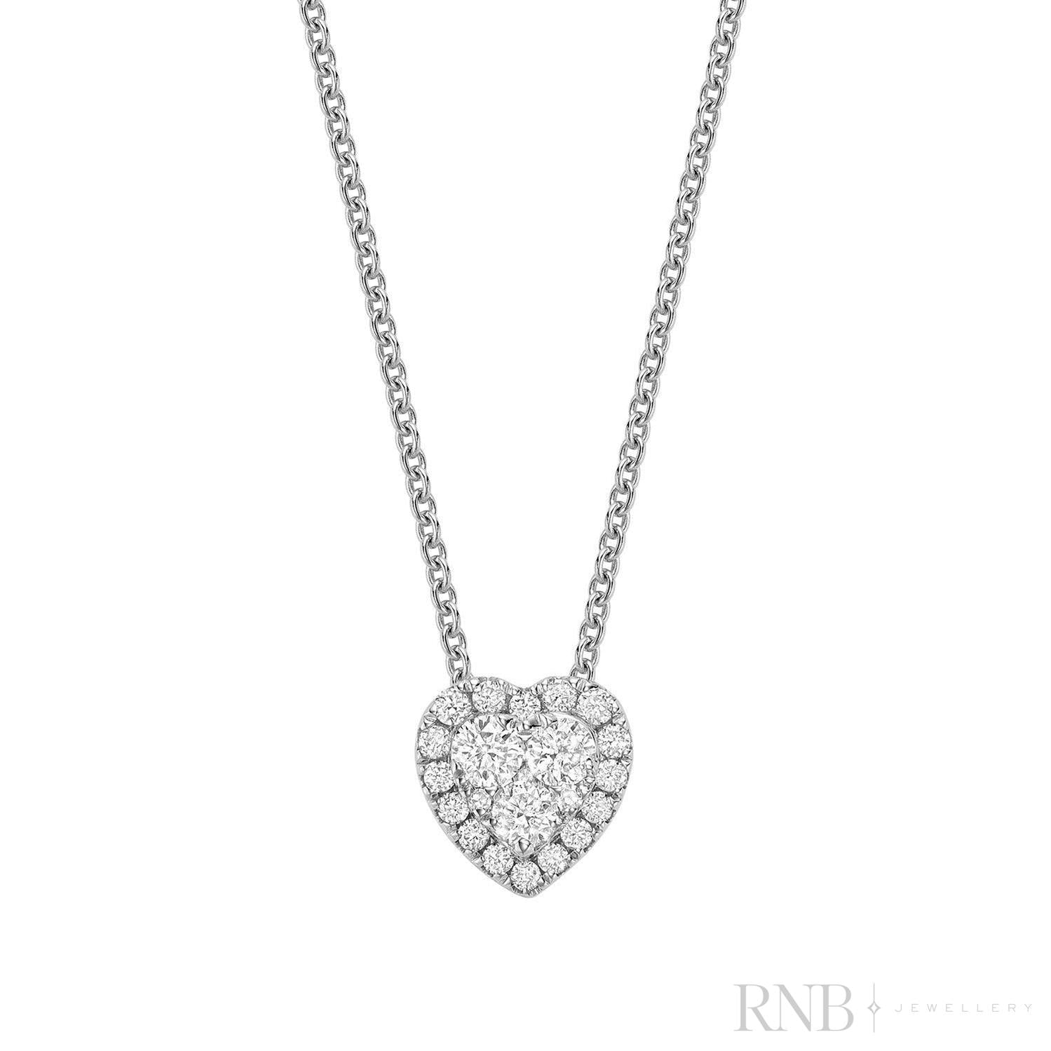 Heart Illusion Set Diamond Necklace-RNB Jewellery