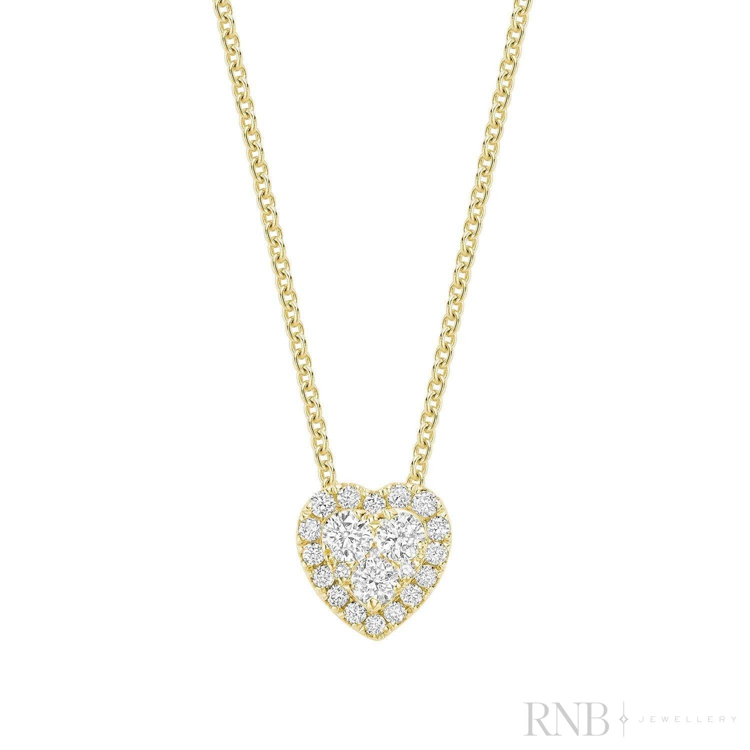 Heart Illusion Set Diamond Necklace-RNB Jewellery