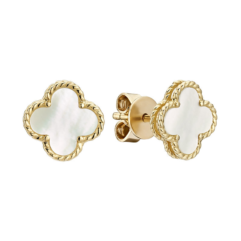 Mother of Pearl Clover Stud Earrings