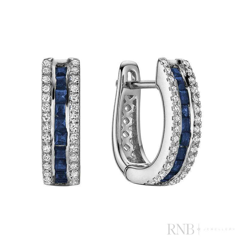 Precious Stones & Diamond Huggie Earrings-RNB Jewellery