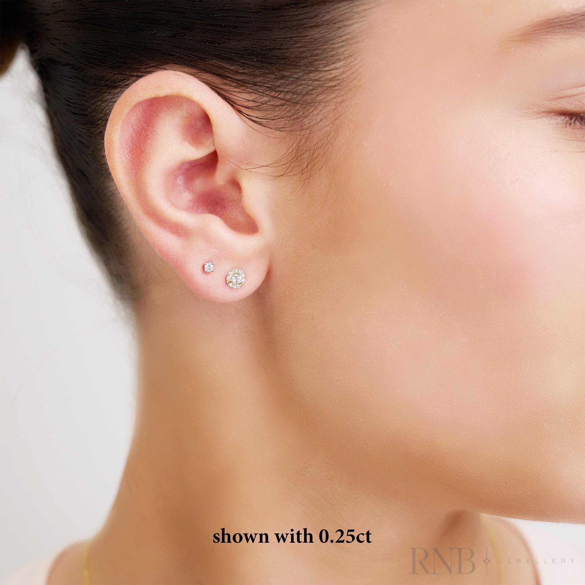 Martini Cup Diamond Halo Stud Earrings-RNB Jewellery