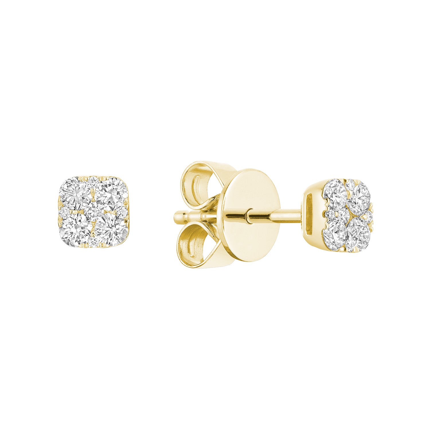 Pave Square Diamond Stud Earrings