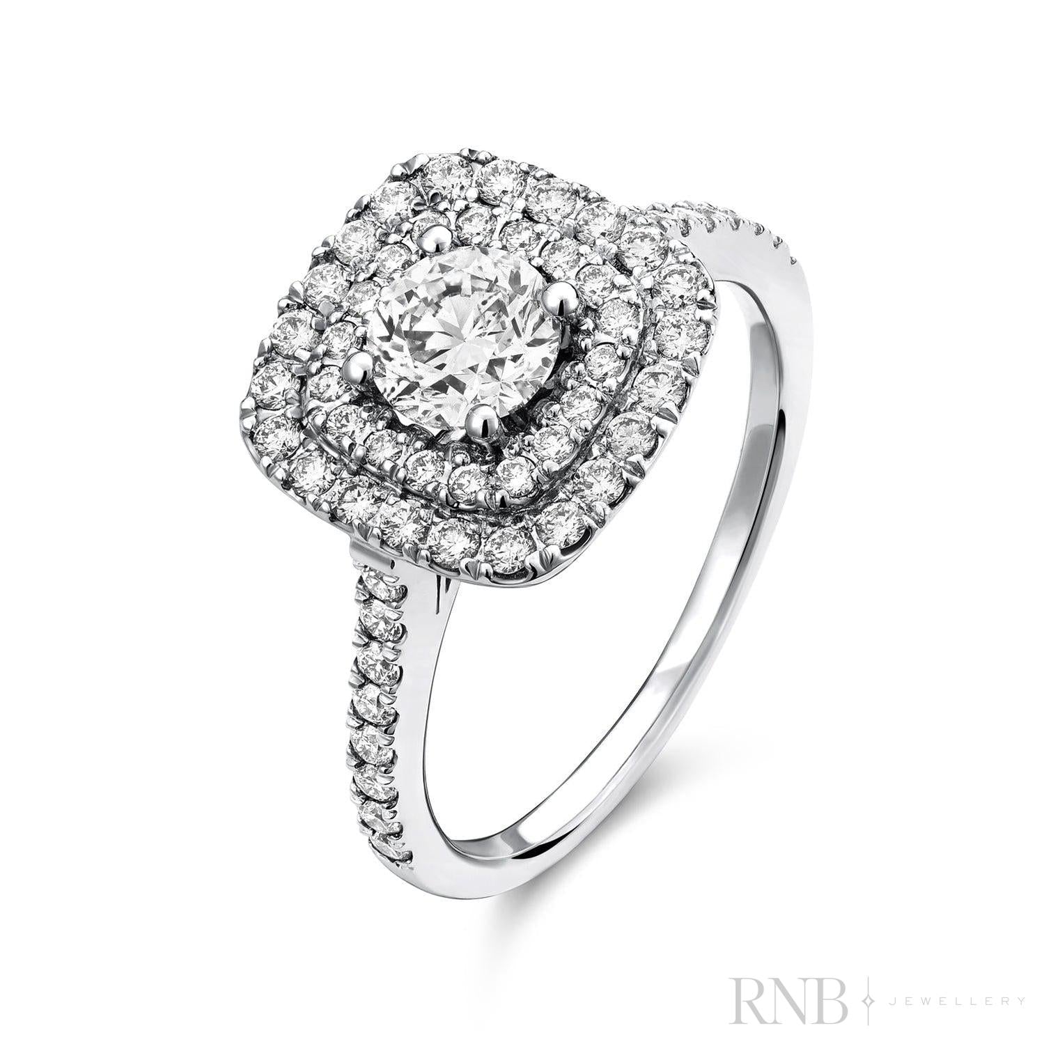 Cushion Double Halo Diamond Engagement Ring