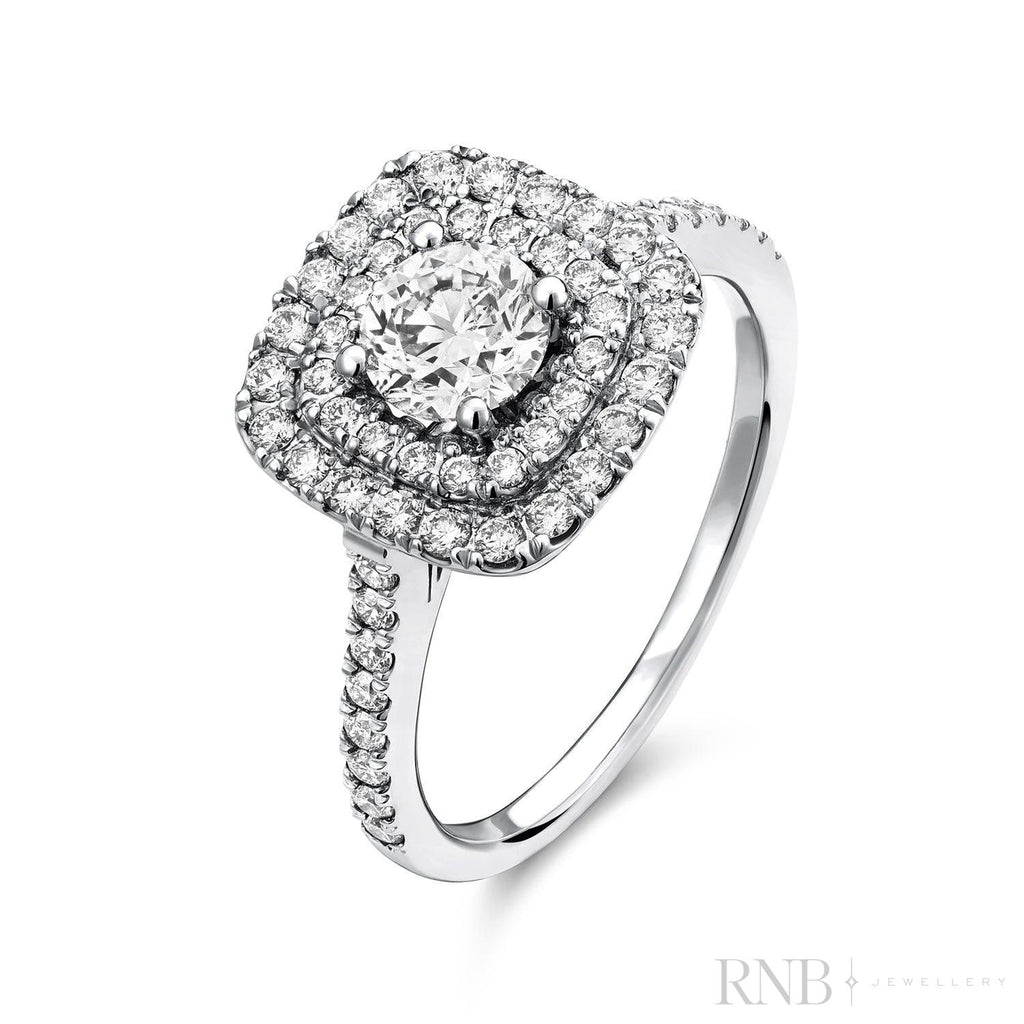 Cushion Double Halo Diamond Engagement Ring-RNB Jewellery