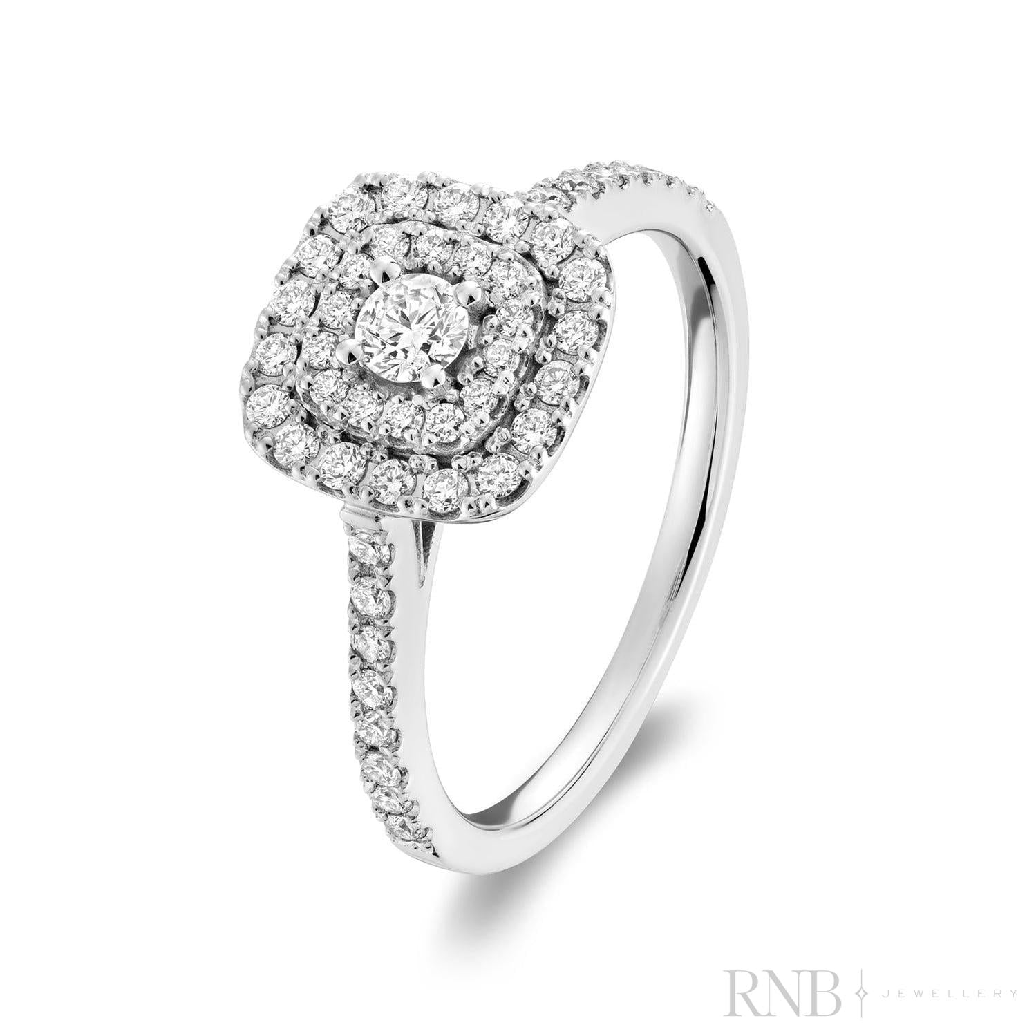 Cushion Double Halo Diamond Engagement Ring