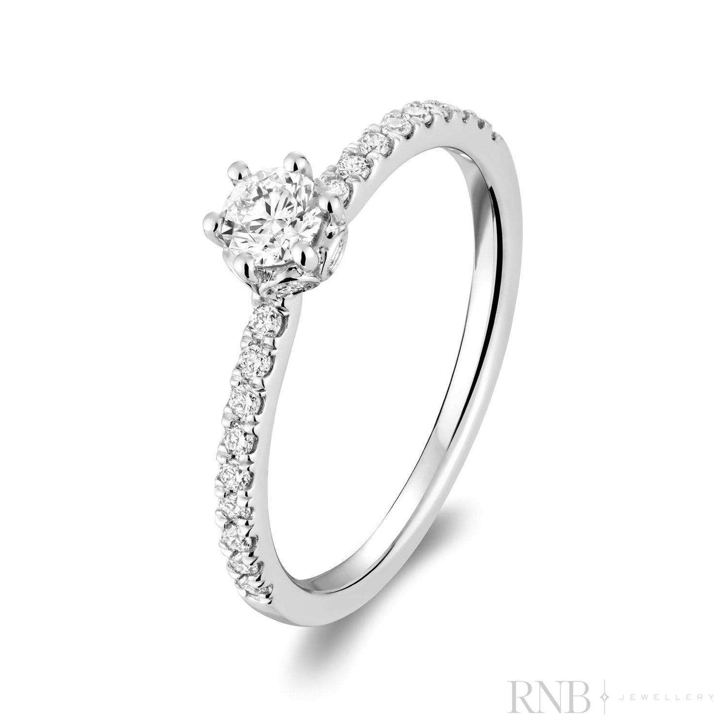 Solitaire Crown Setting Diamond Engagement Ring