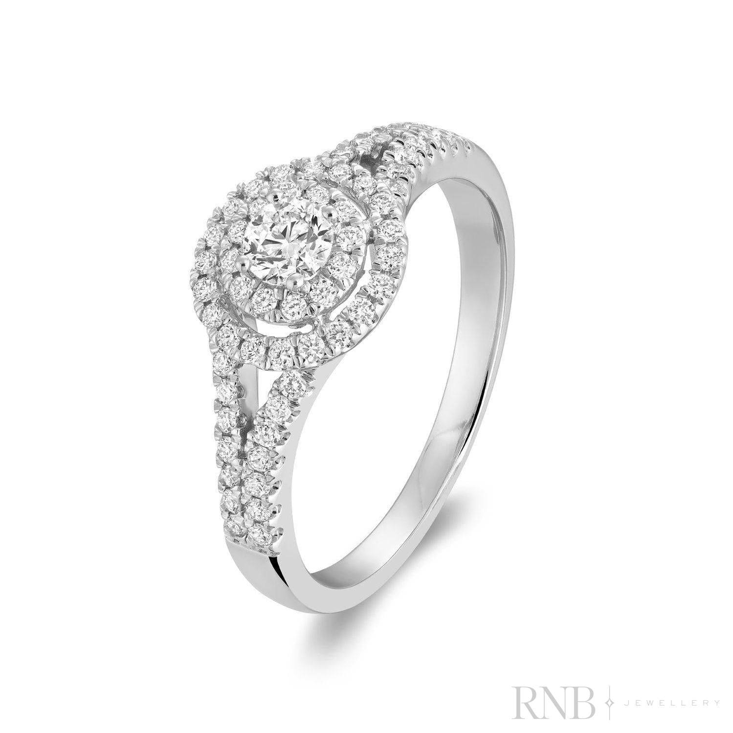 Double Halo Diamond Engagement Ring