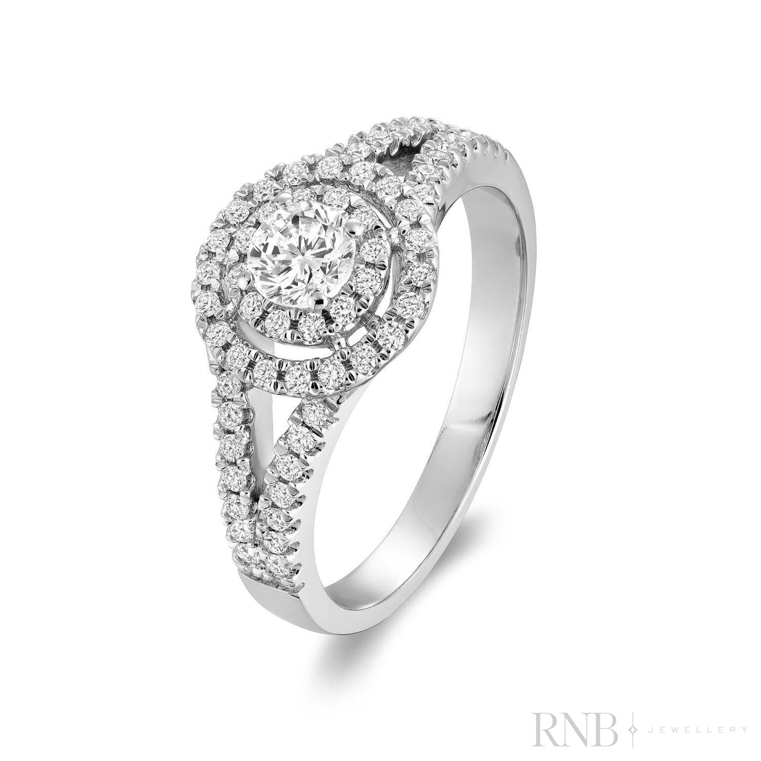 Double Halo Diamond Engagement Ring