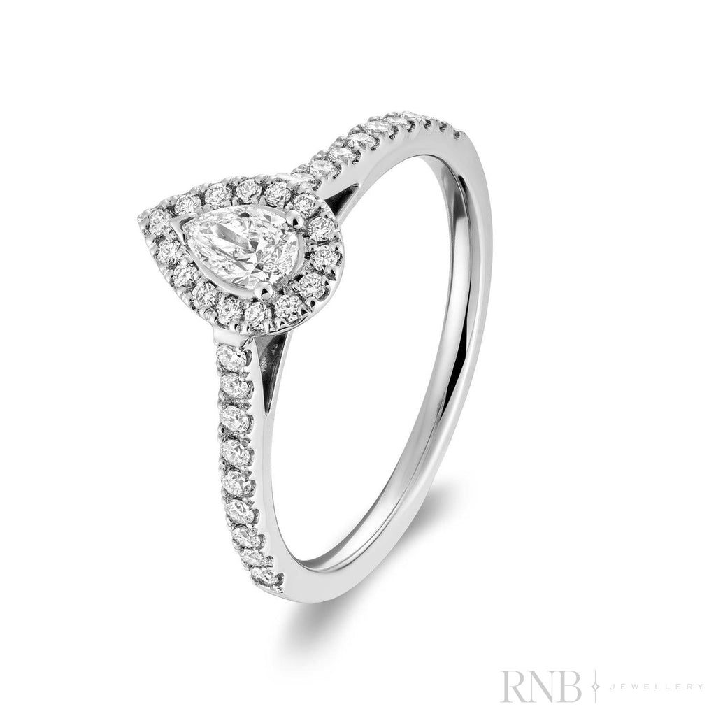 Pear Shape Halo Diamond Engagement Ring-RNB Jewellery