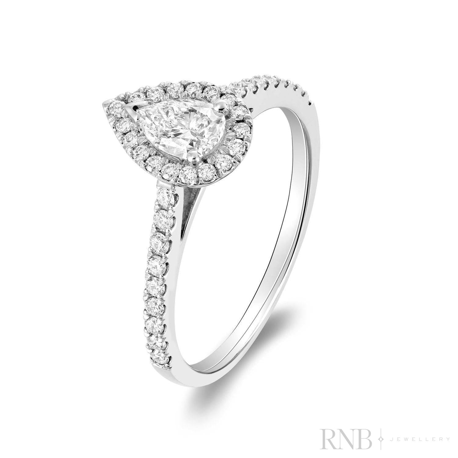 Pear Shape Halo Diamond Engagement Ring