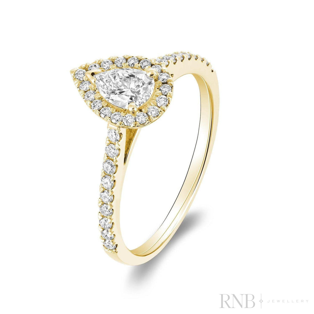 Pear Shape Halo Diamond Engagement Ring-RNB Jewellery