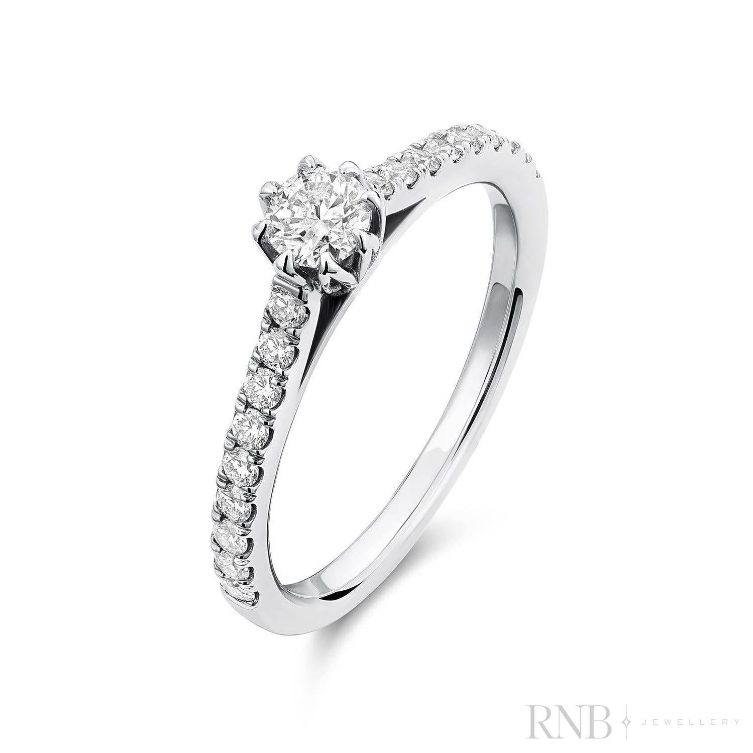 Solitaire Petal Diamond Engagement Ring