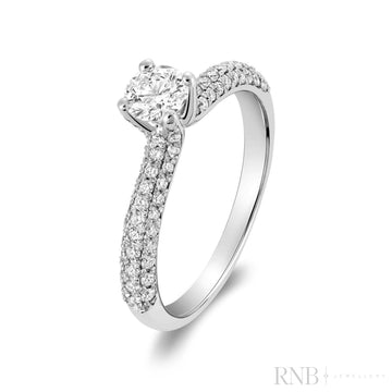 Solitaire Pave Diamond Engagement Ring-RNB Jewellery