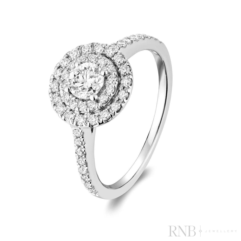 Round Double Halo Diamond Engagement Ring-RNB Jewellery