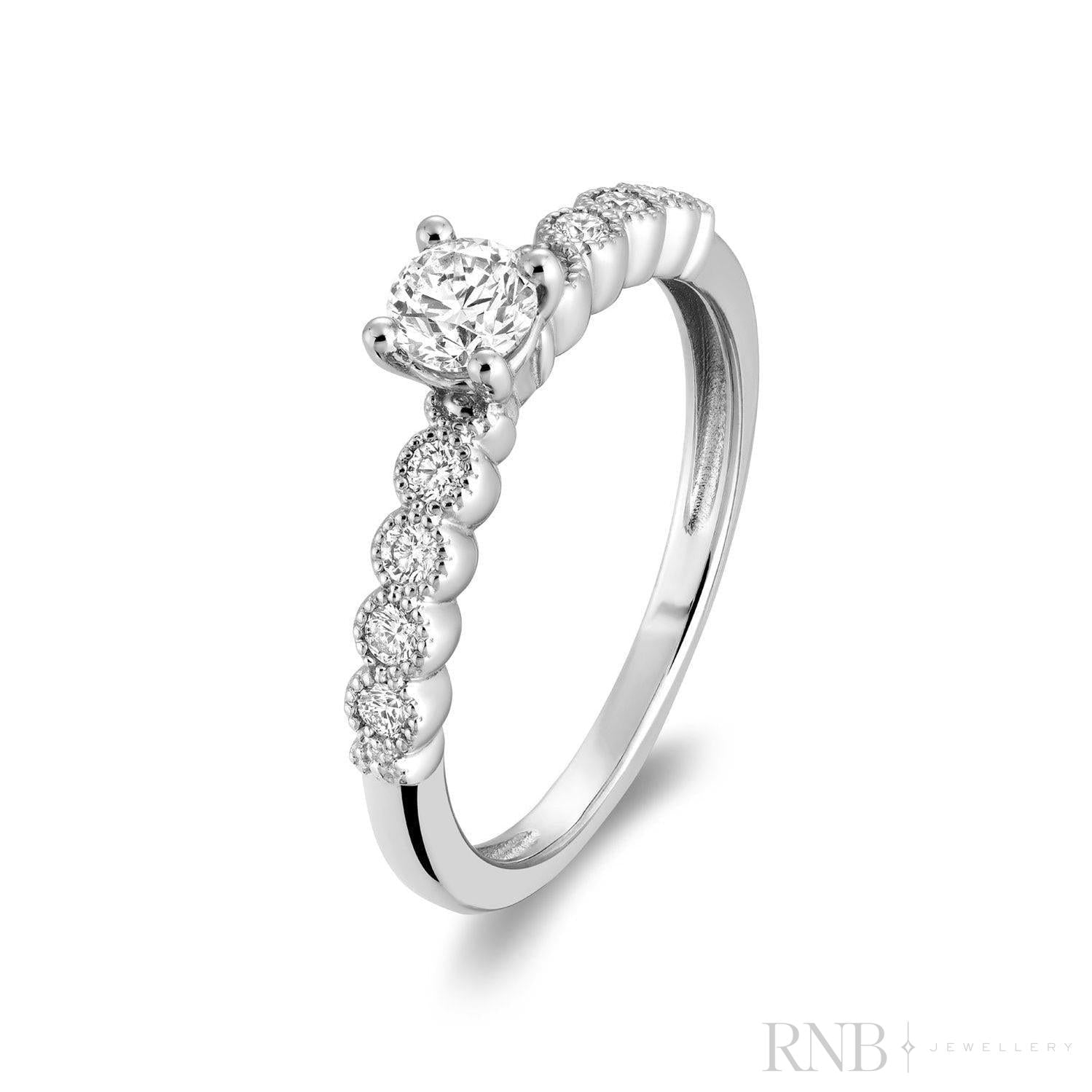 Solitaire Milgrain Diamond Engagement Ring