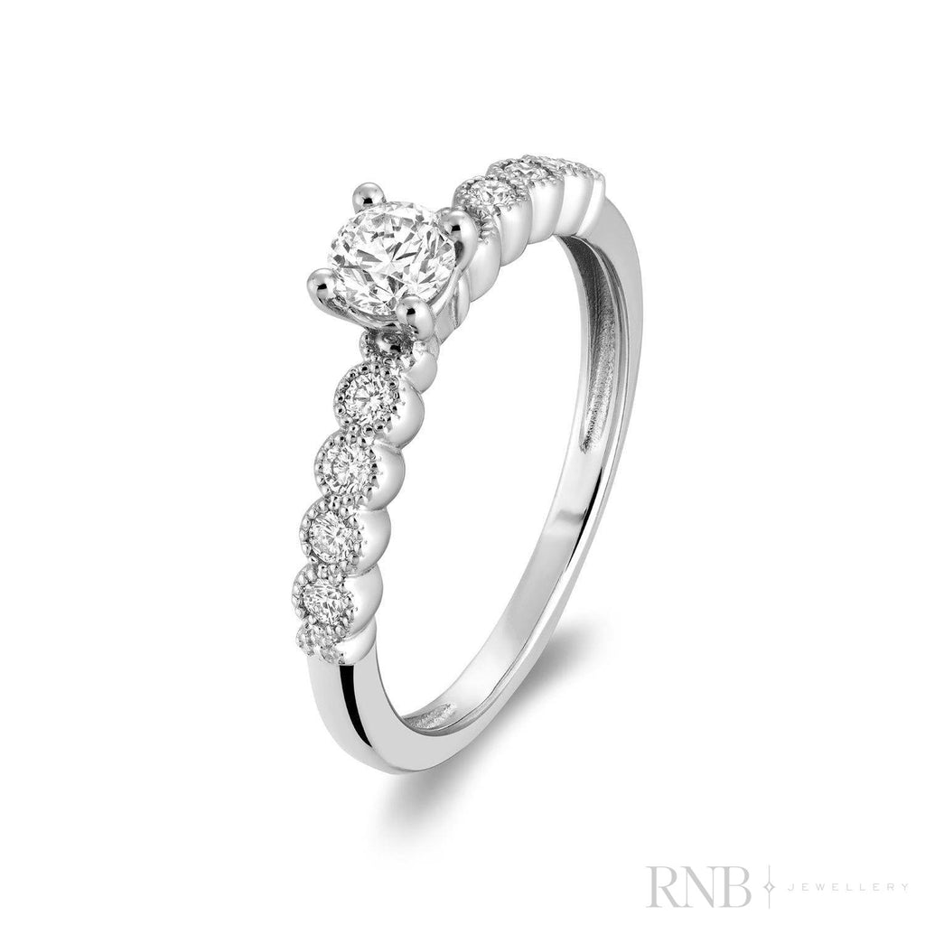 Solitaire Milgrain Diamond Engagement Ring-RNB Jewellery