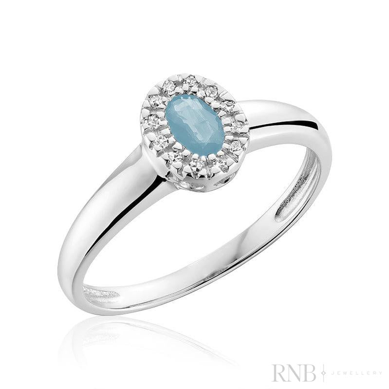 Oval Gemstone & Diamond Halo Ring-RNB Jewellery