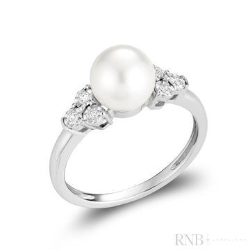 Pearl and Illusion Trinity Diamond Ring-RNB Jewellery