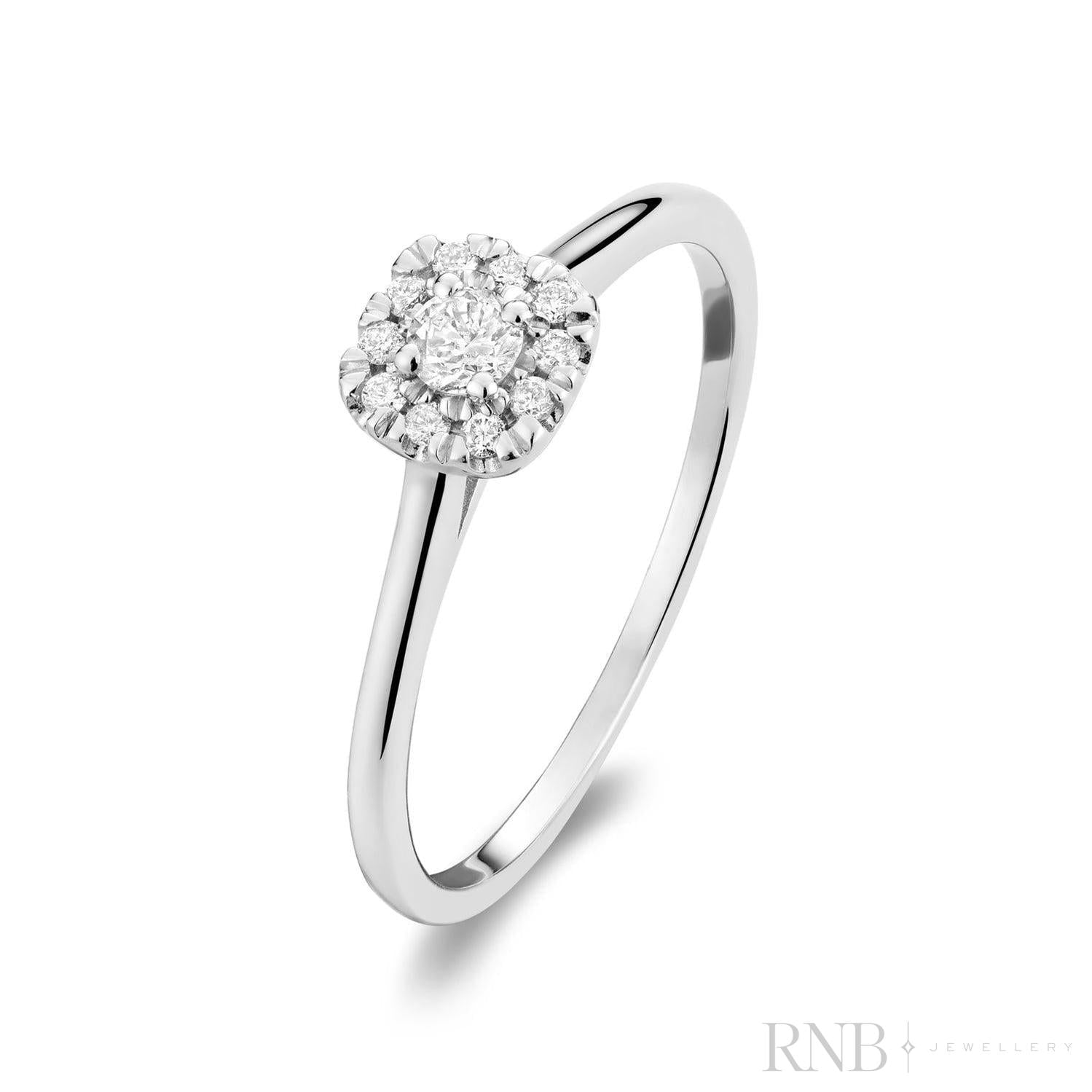 Cushion Diamond Halo Engagement Ring-RNB Jewellery