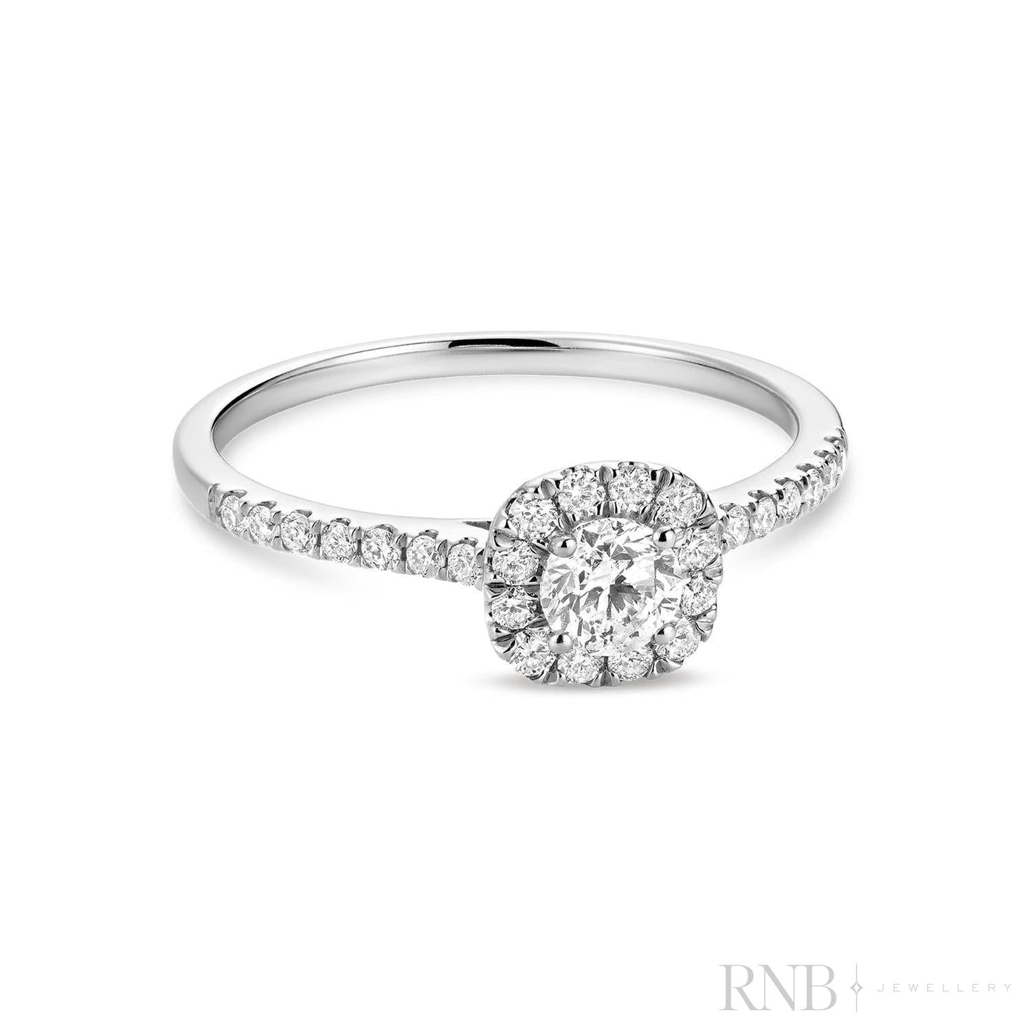 Cushion Diamond Halo Ring-RNB Jewellery