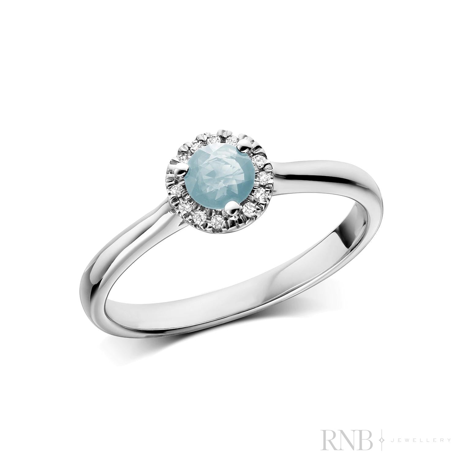 Precious Stone & Diamond Halo Ring-RNB Jewellery