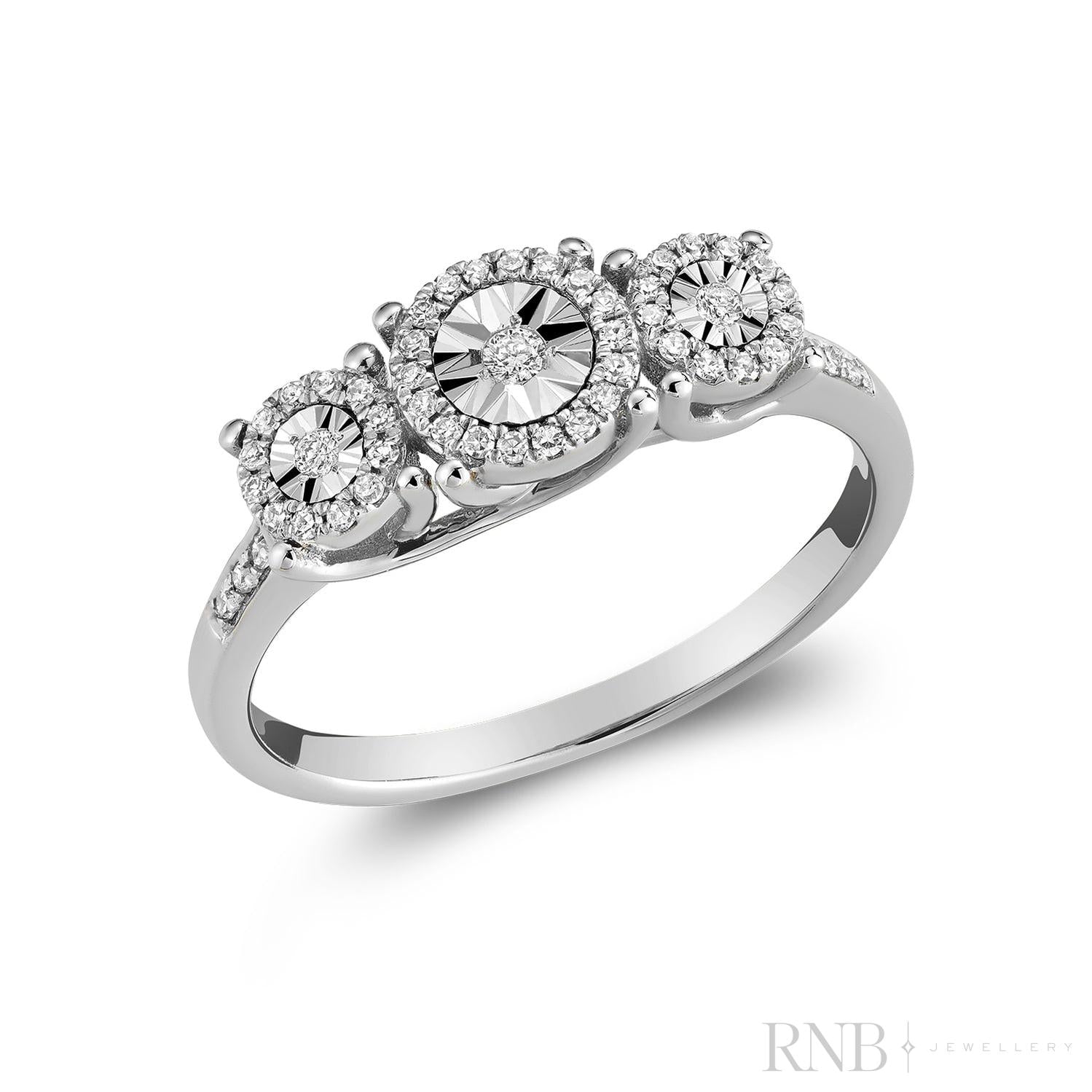 Trinity Illusion Halo Diamond Ring-RNB Jewellery