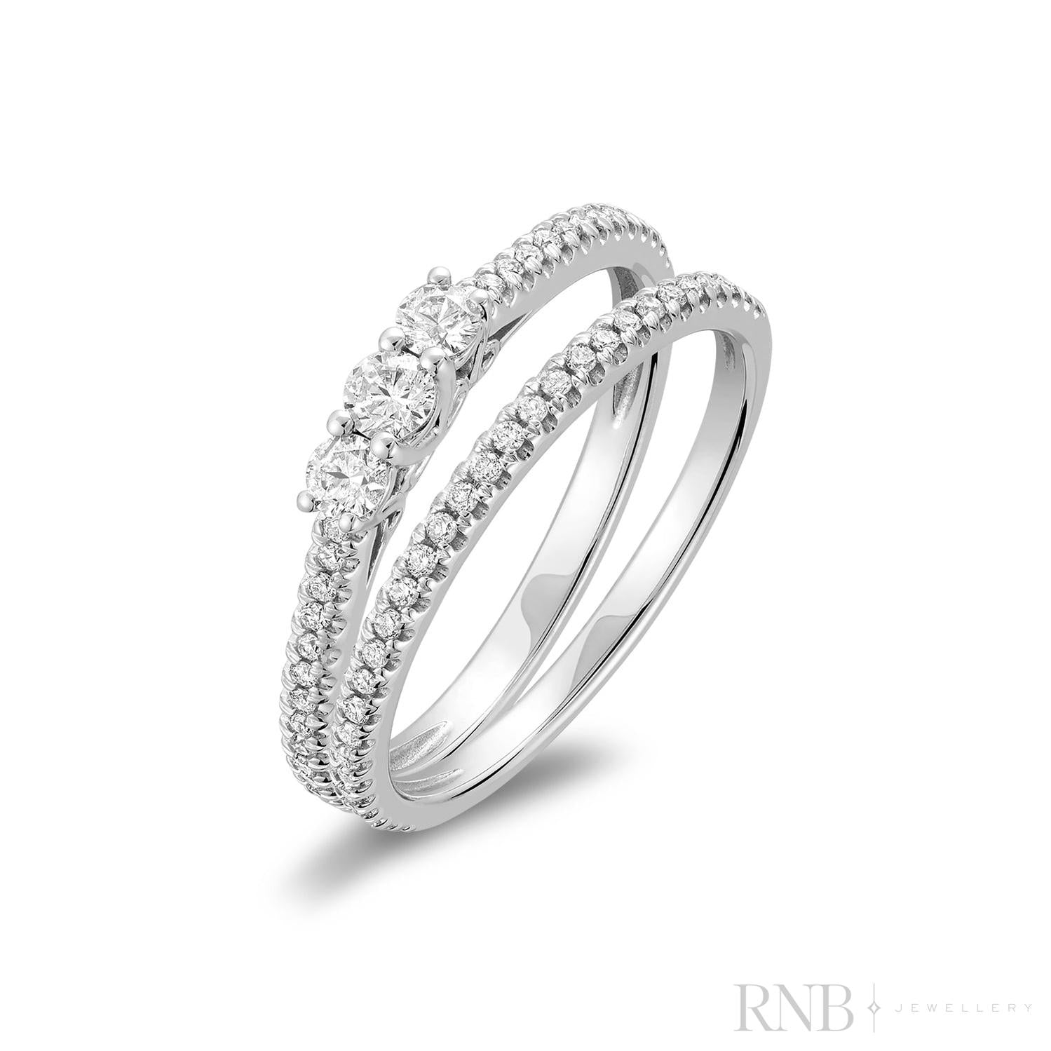 Trinity and Semi Eternity Diamond Ring Set-RNB Jewellery