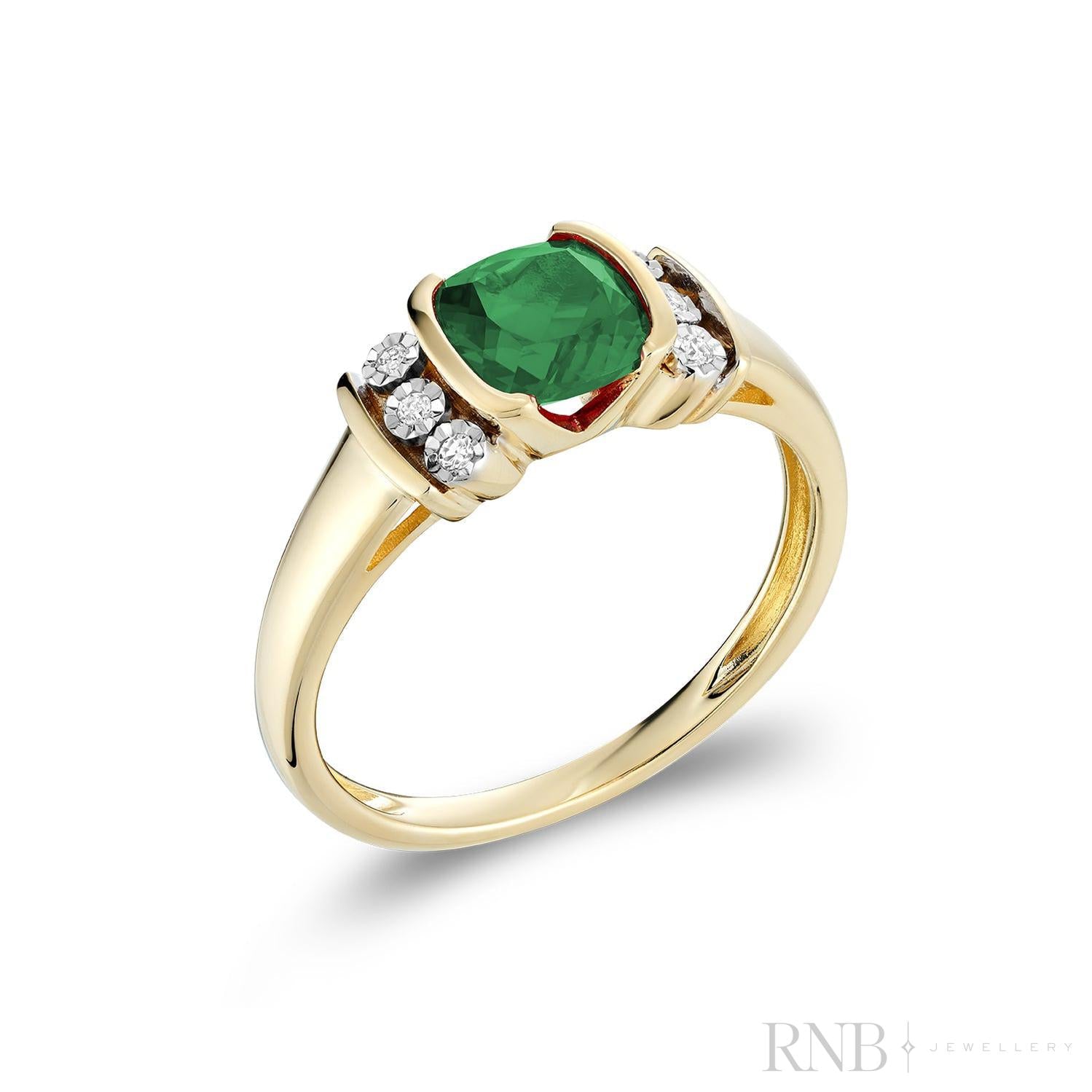 Synthetic Emerald Diamond Ring-RNB Jewellery