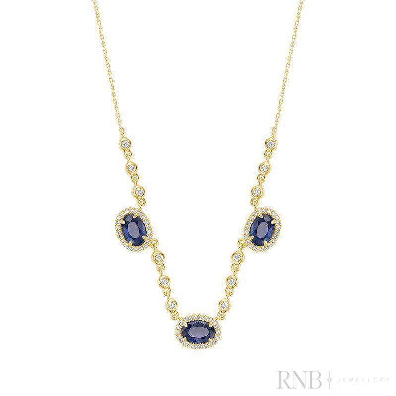 Blue Sapphire & Diamond Pendant - Pendentif en  Diamant & Sapphire