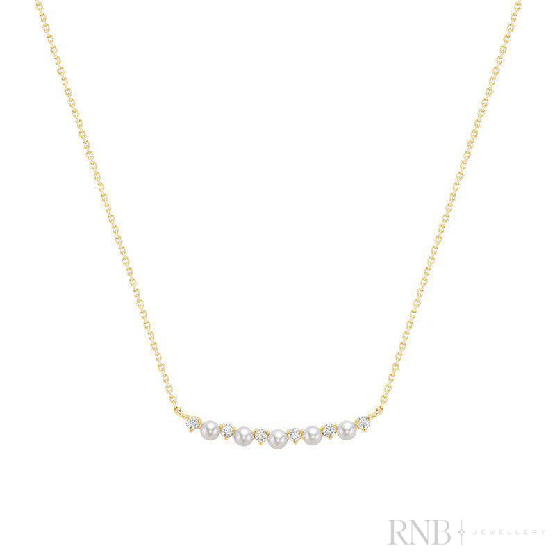 Cultured Pearl & Diamond Bar Necklace