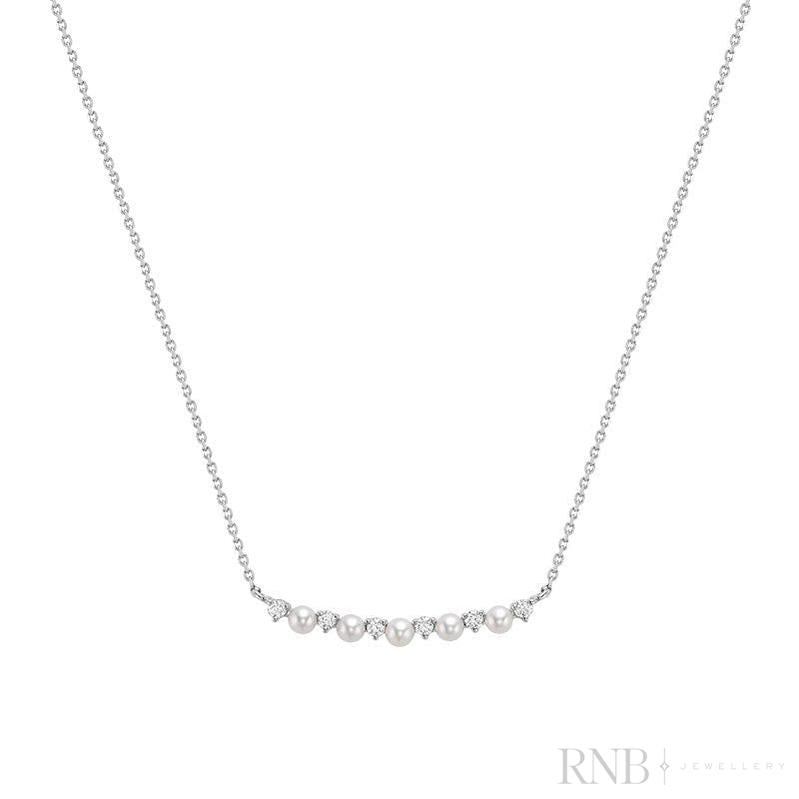 Cultured Pearl & Diamond Bar Pendant-RNB Jewellery