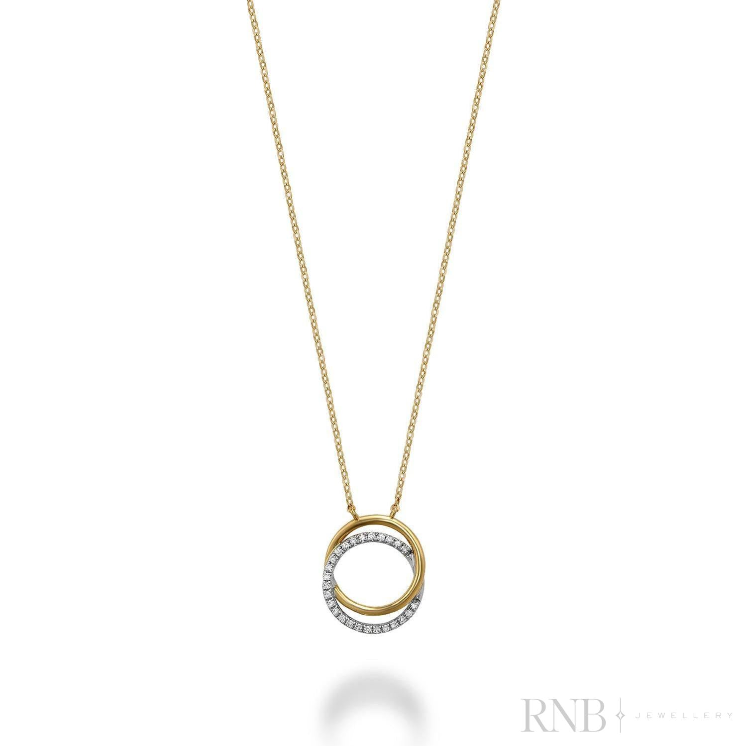 Double Circle Diamond Necklace-RNB Jewellery