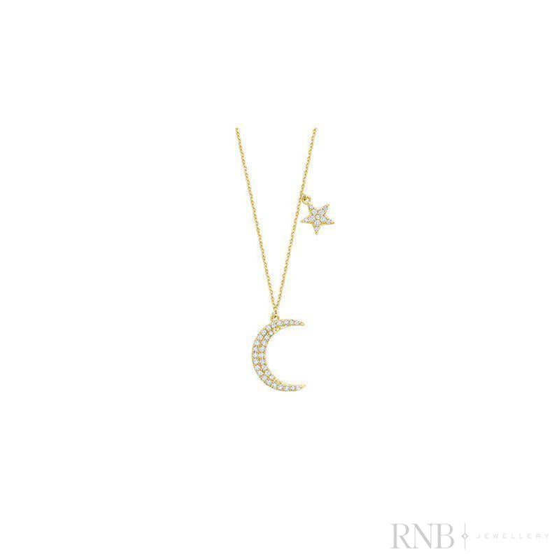 Moon & Star Diamond Necklace