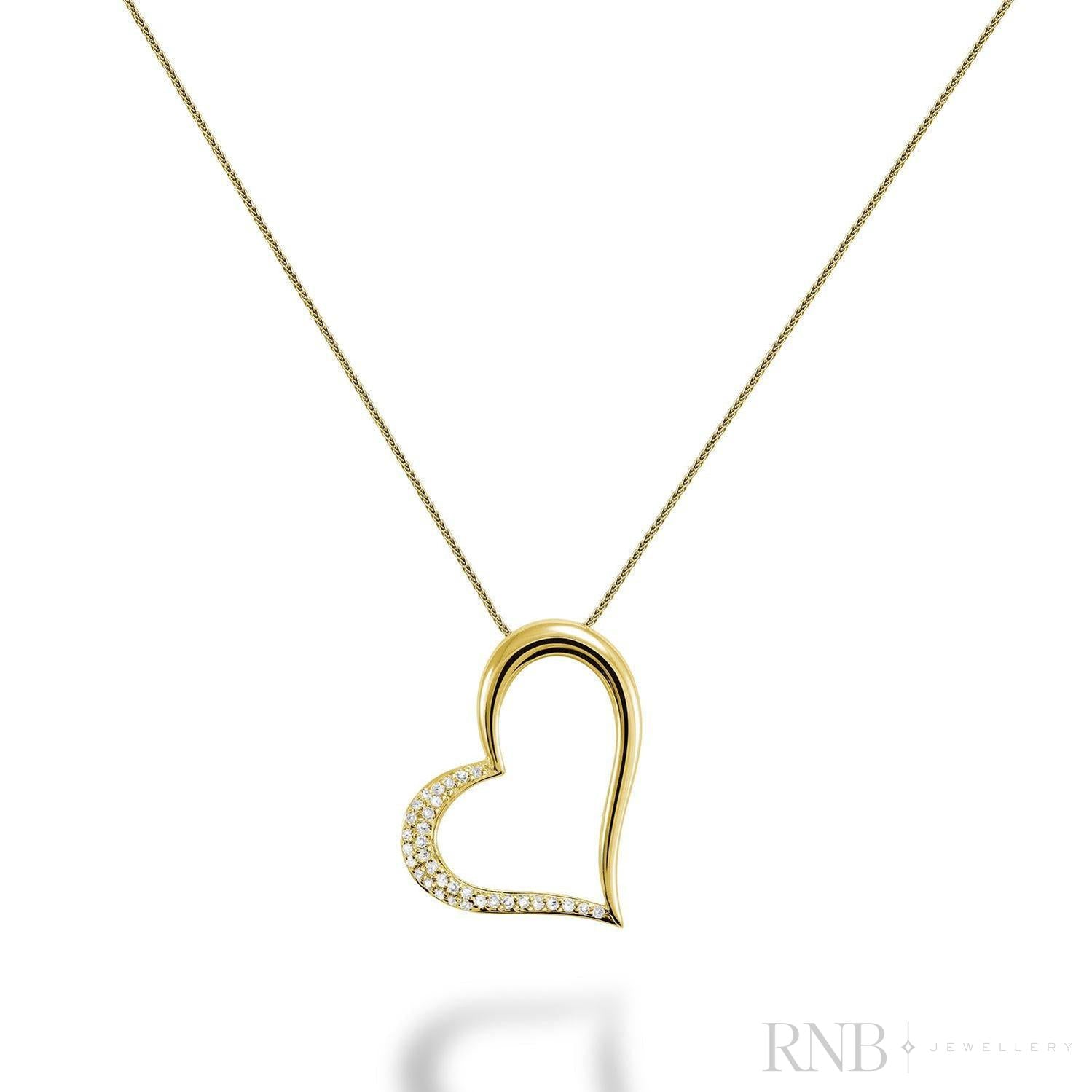 Slanted Heart Diamond Pendant-RNB Jewellery