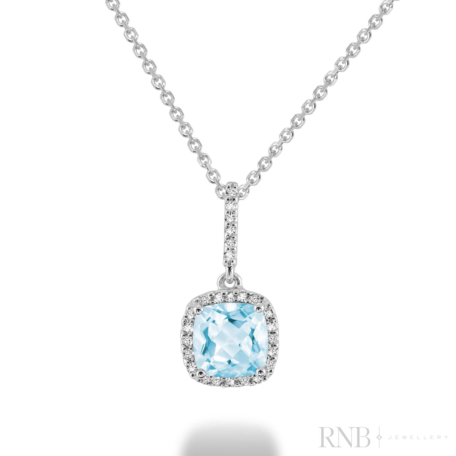 Cushion Cut Precious Stone & Diamond Halo Pendant-RNB Jewellery