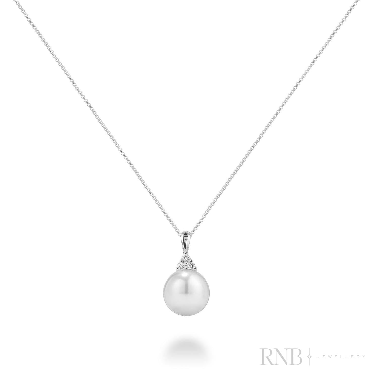 Cultured  Pearl & Trinity Diamond Pendant