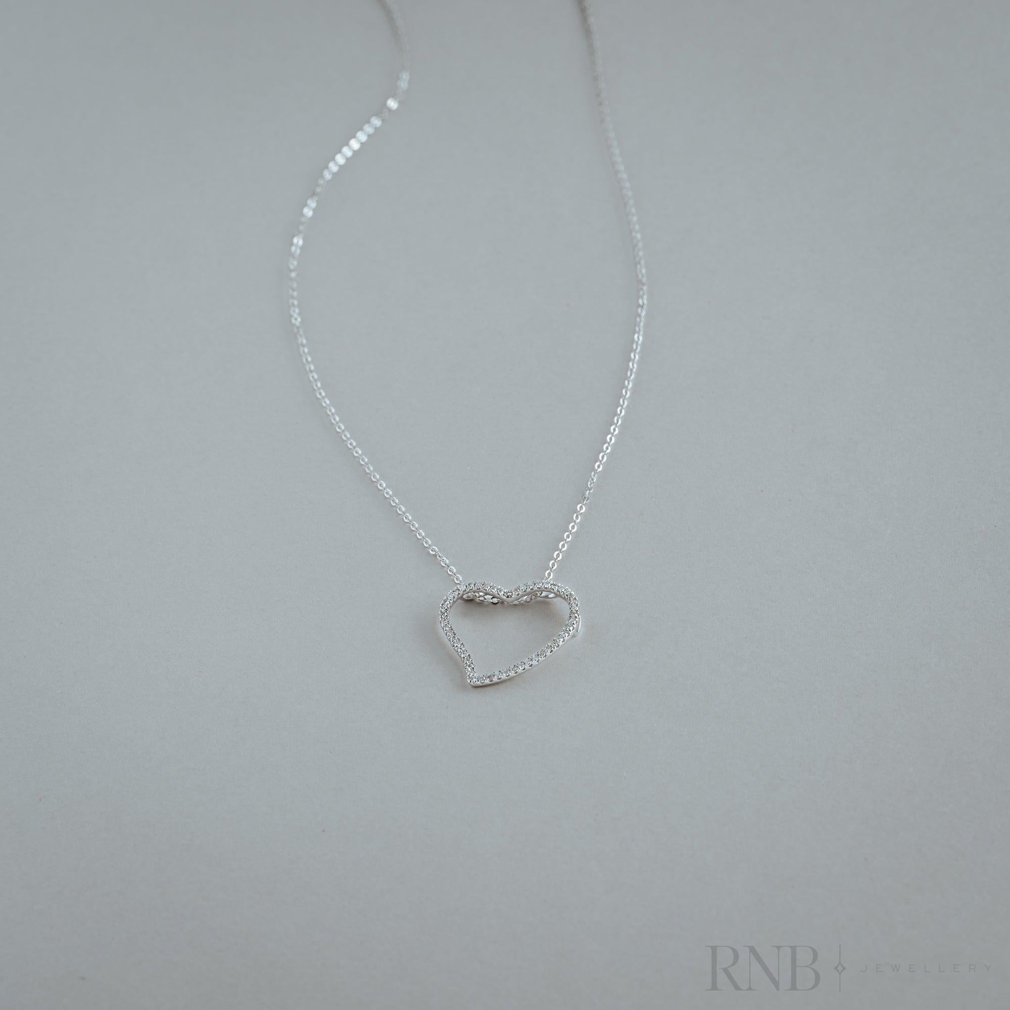 Asymmetrical Diamond Heart Pendant-RNB Jewellery