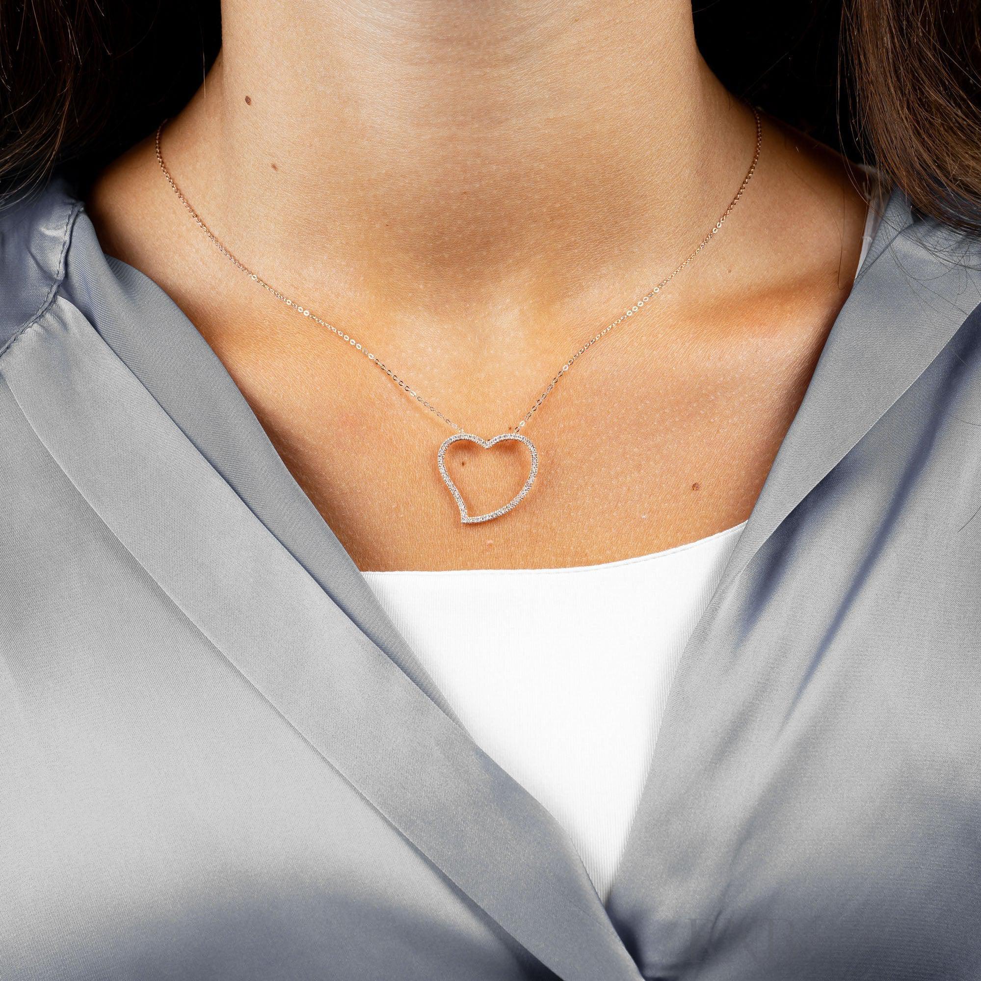 Asymmetrical Diamond Heart Pendant-RNB Jewellery