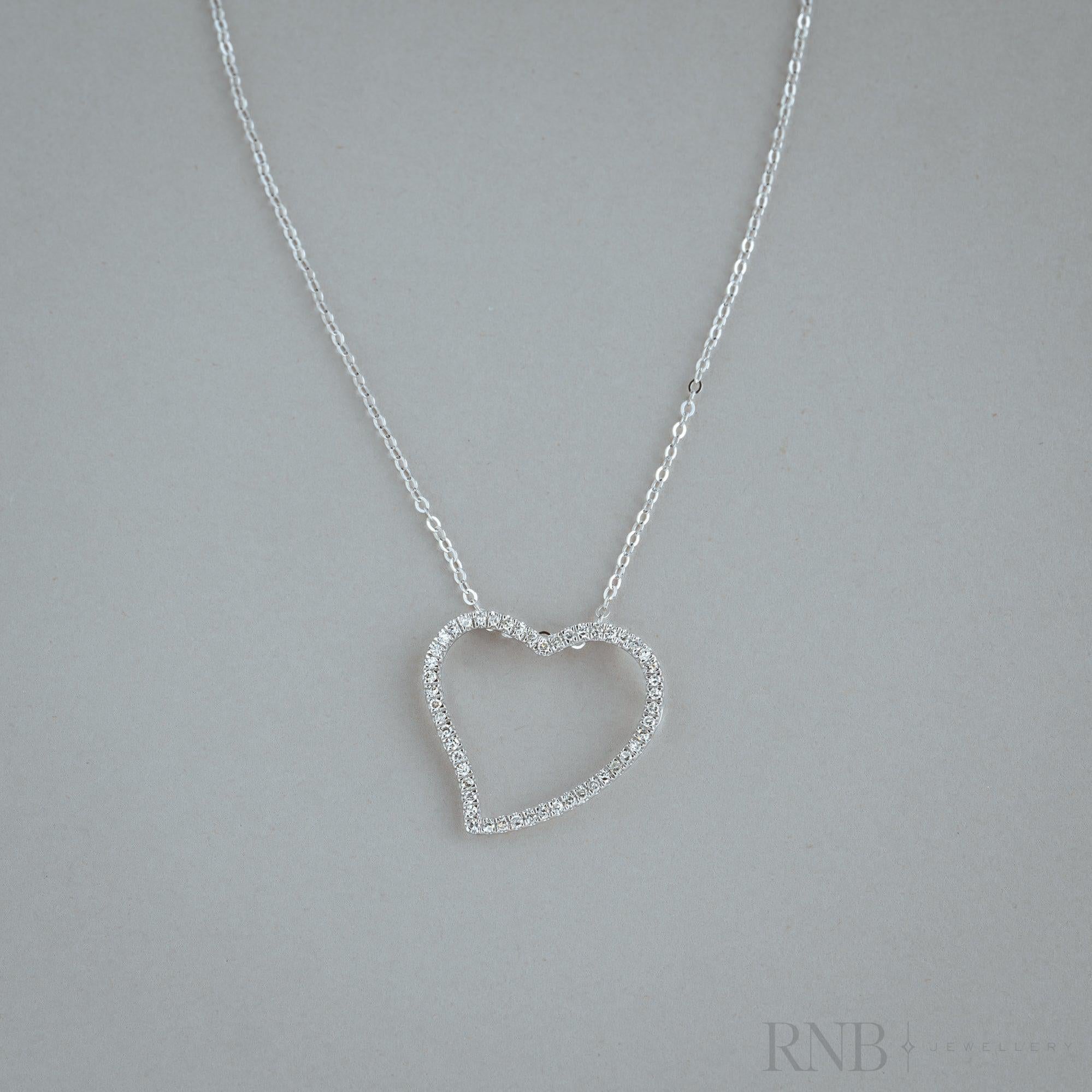 Asymmetrical Diamond Heart Pendant-RNB Jewellery