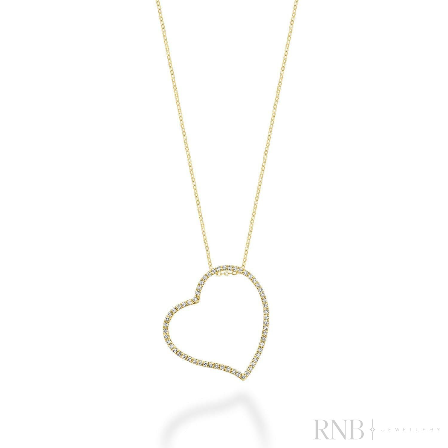 Asymmetrical Diamond Heart Pendant-RNB Jewellery