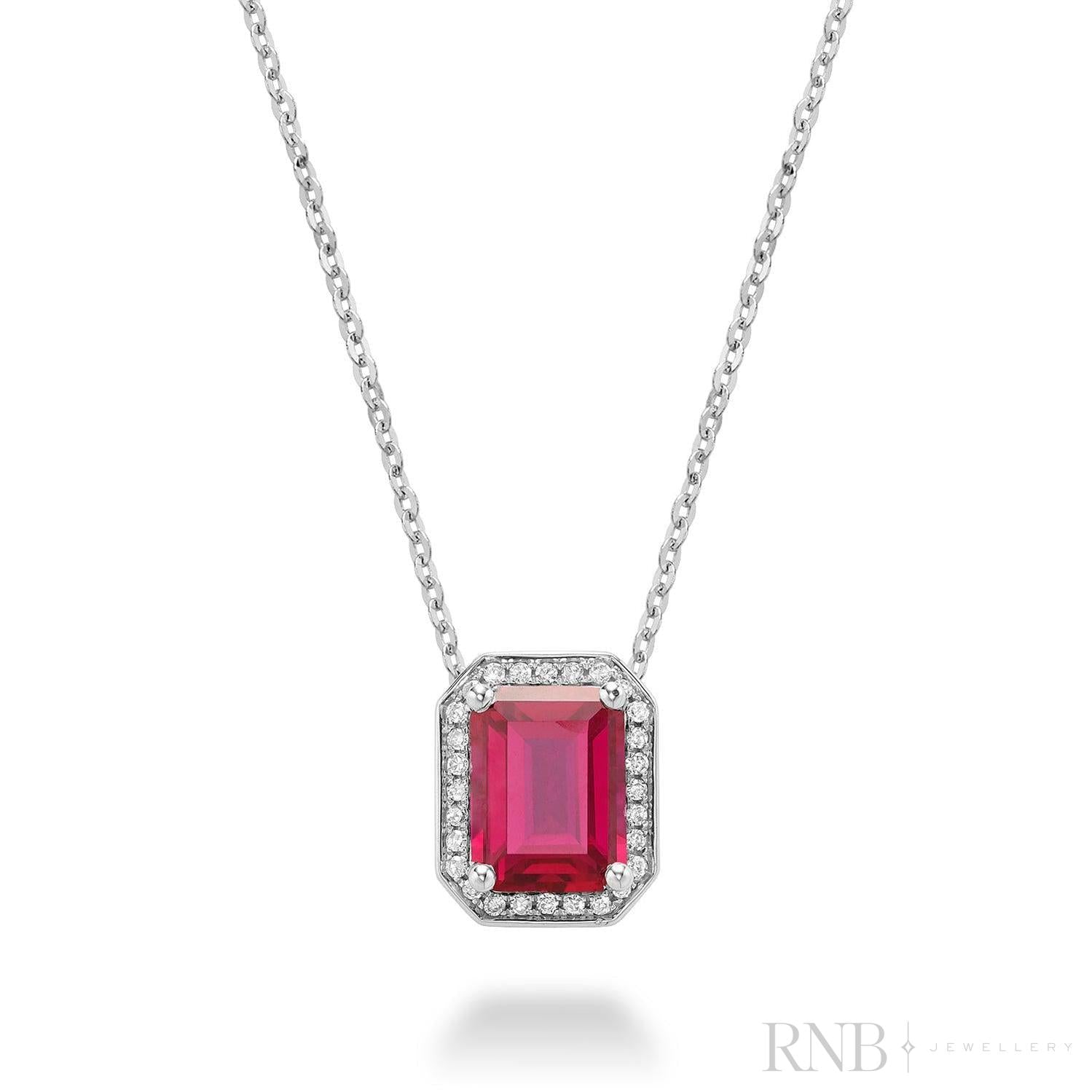 Emerald Cut Colored Stone & Diamond Pendant-RNB Jewellery